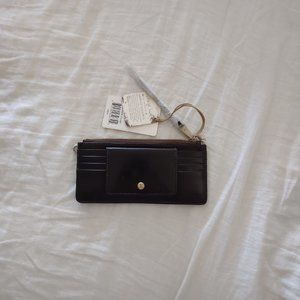 NWT HOBO Black brown Leather Card Holder Thin Slim wallet